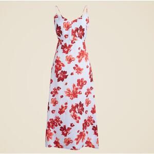 J.Crew Natasha Slip Dress Womens Size 6 Blue Red Floral Print Sleeveless V-Neck